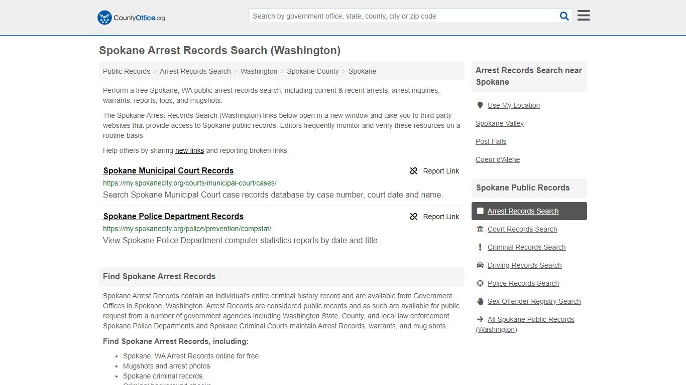 Arrest Records Search - Spokane, WA (Arrests & Mugshots) - County Office